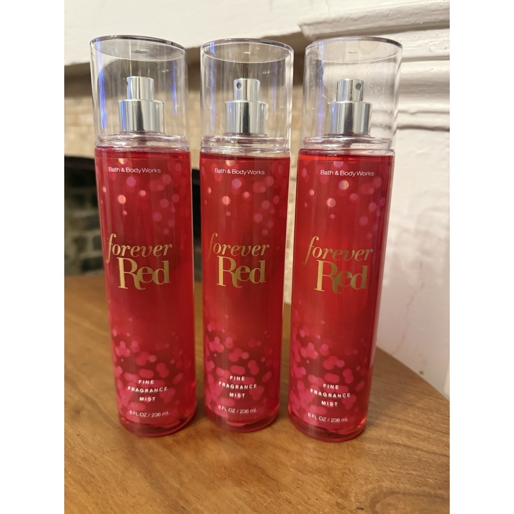 (3) Bath & Body Works FOREVER RED Fine Fragrance Body Mist Spray 8 Oz Each READ